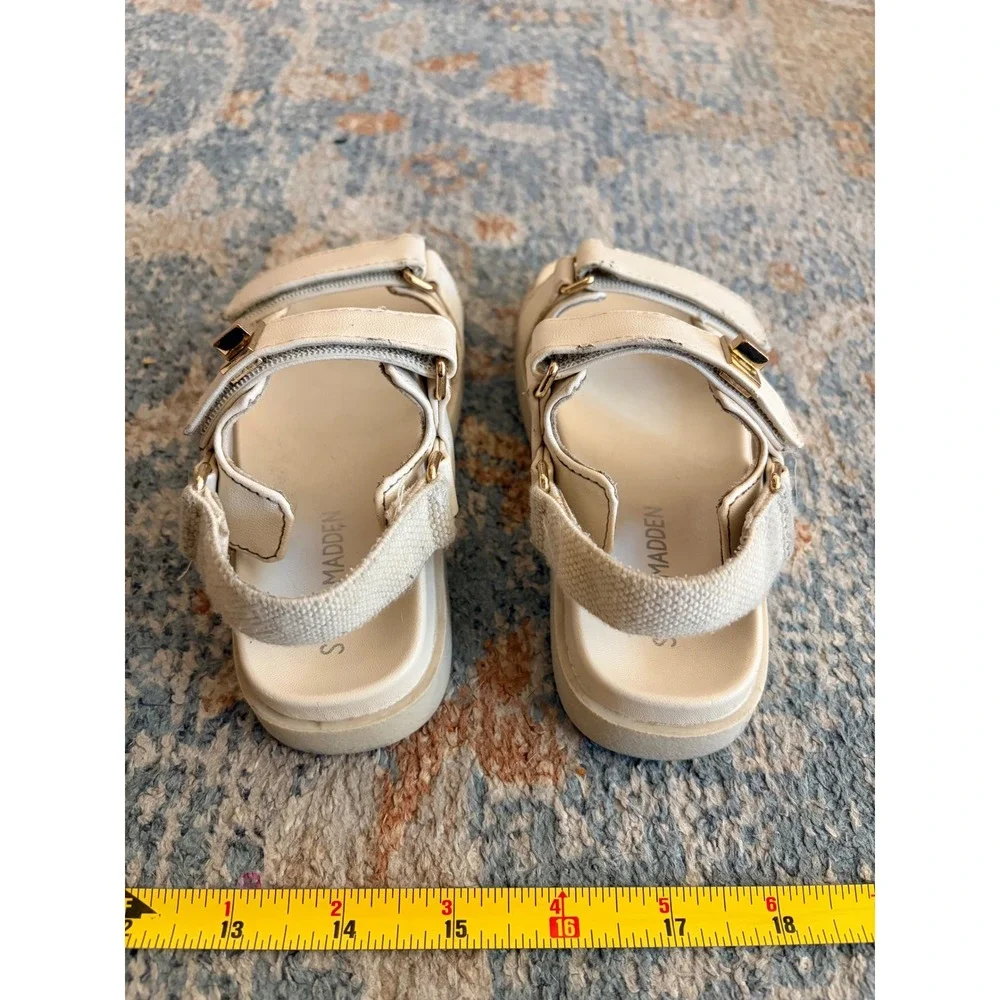 Steve Madden Little Girls J-Mona Cream  Platform Sandals Size 9